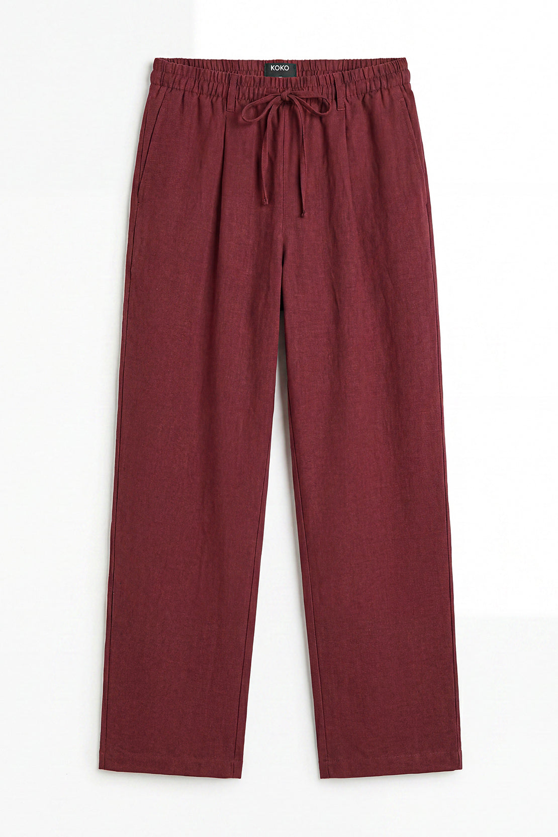 KOKO Pure Linen Relaxed Bottom – Red Wine