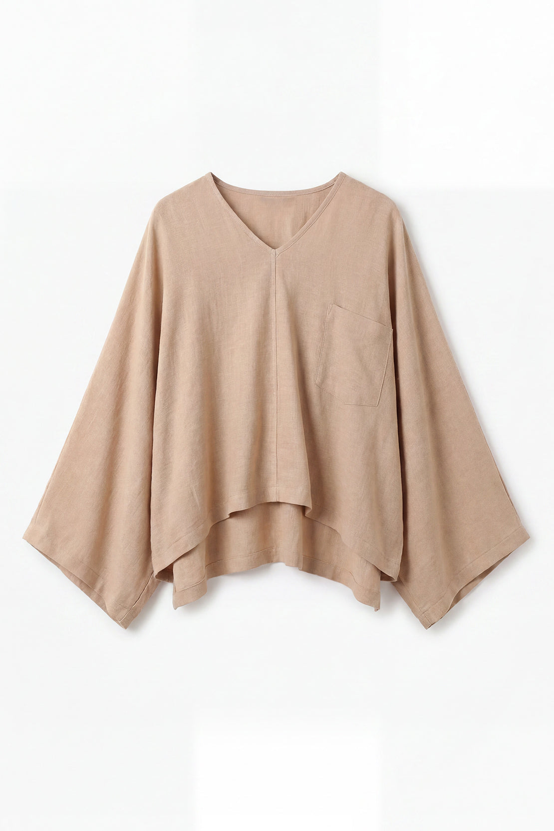 KOKO Pure Linen V-Neck Top & Relaxed Trousers –  Dark Beige