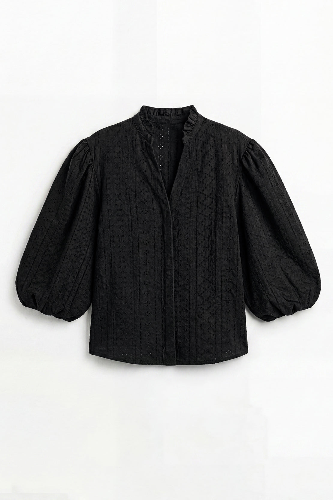 KOKO Nova Knit Ruffled Sleeve Top & Pleated Pants – Black
