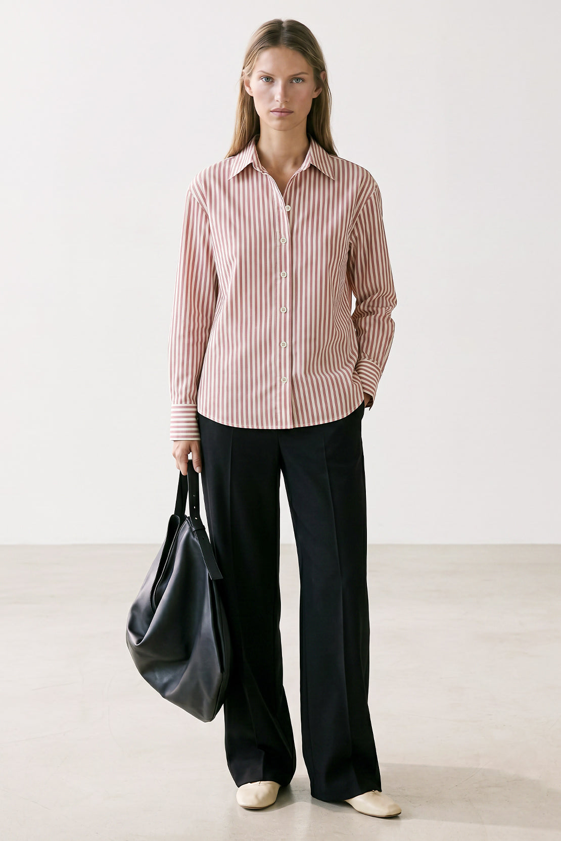 KOKO Air Twill Button Down Striped Shirt – Pink