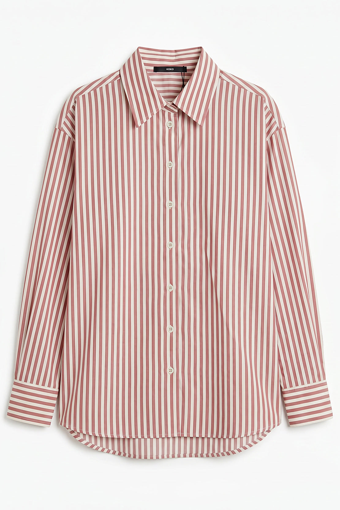 KOKO Air Twill Button Down Striped Shirt – Pink