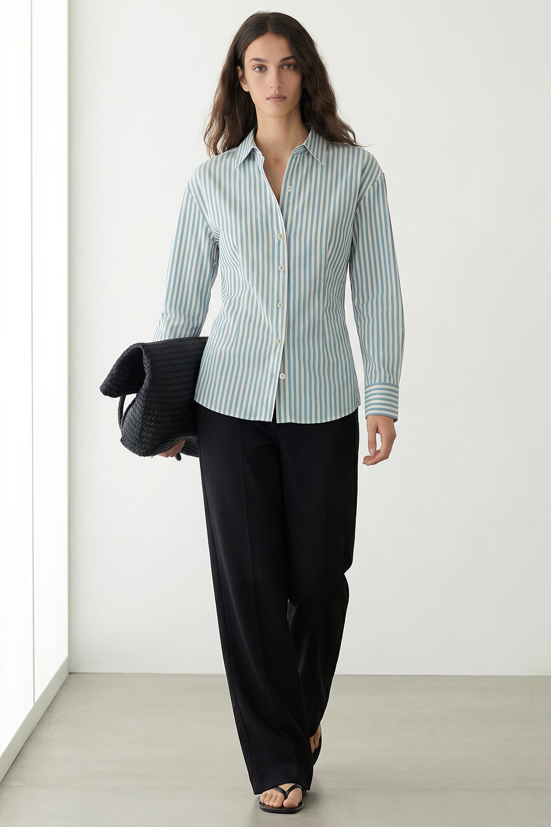 KOKO Air Twill Relaxed Stripe Shirt – Light Blue