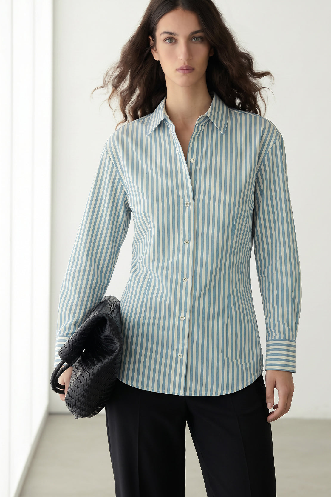 KOKO Air Twill Relaxed Stripe Shirt – Light Blue
