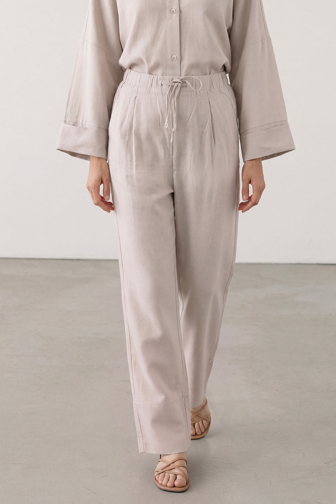 KOKO Linen Blend Relaxed Pants – Soft Grey