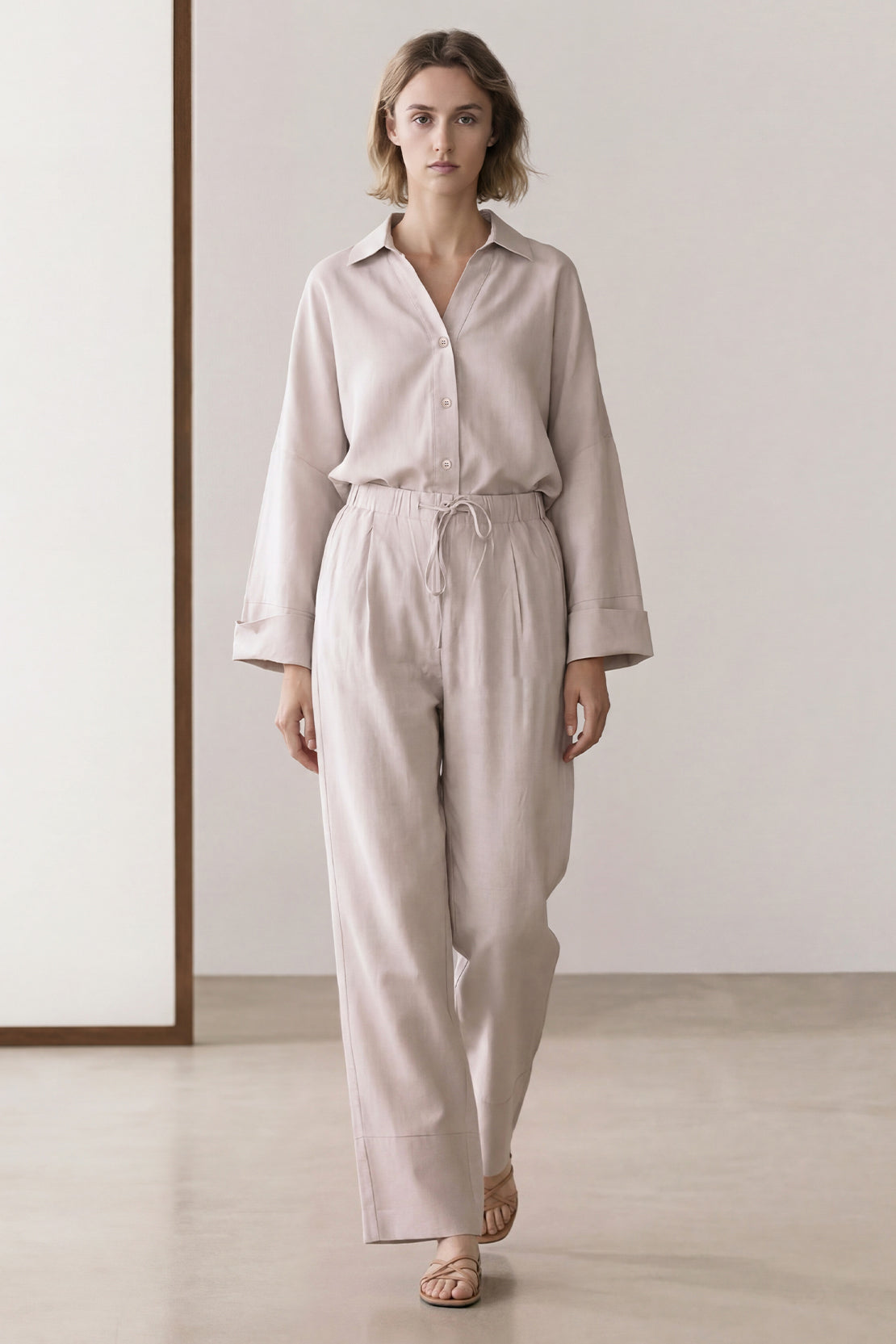 KOKO Linen Blend Relaxed Pants – Soft Grey