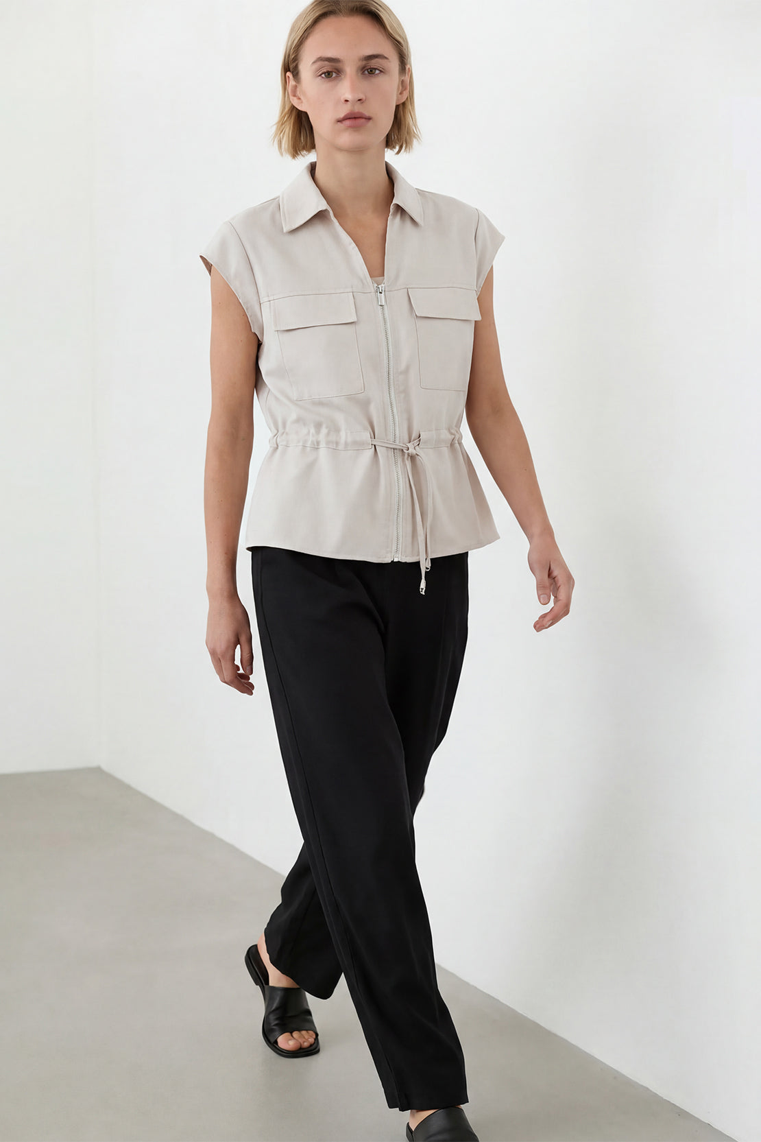KOKO Air Weave Zip-Up Top – Apricot