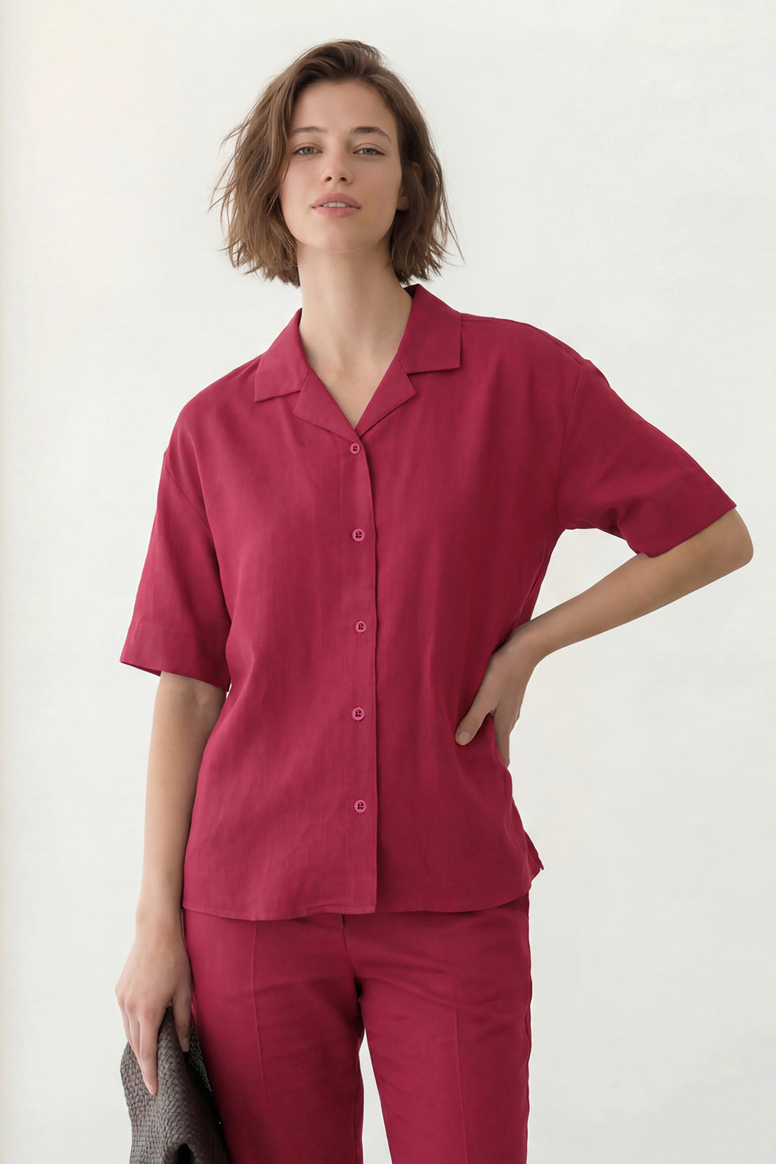 KOKO Looma Linen Relaxed Shirt – Red