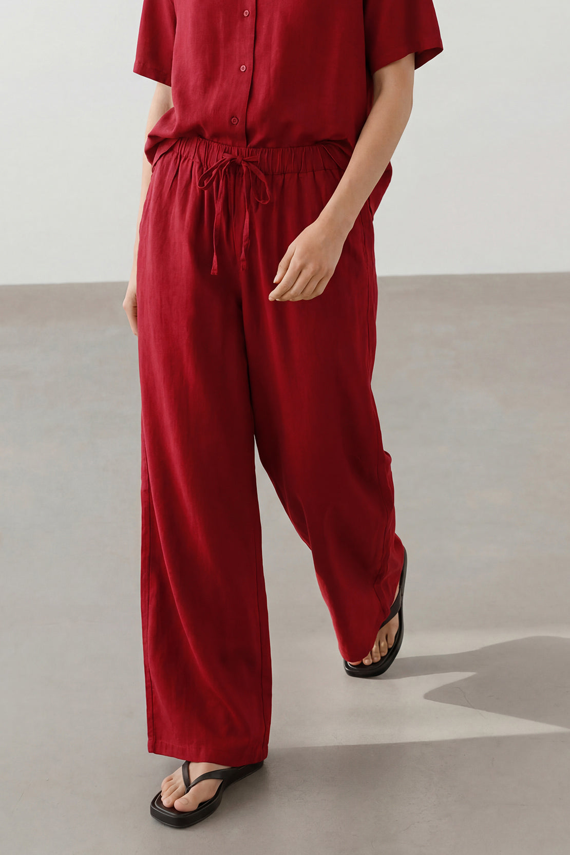 KOKO Looma Linen Relaxed Shirt &  Wide-Leg Pants – Red
