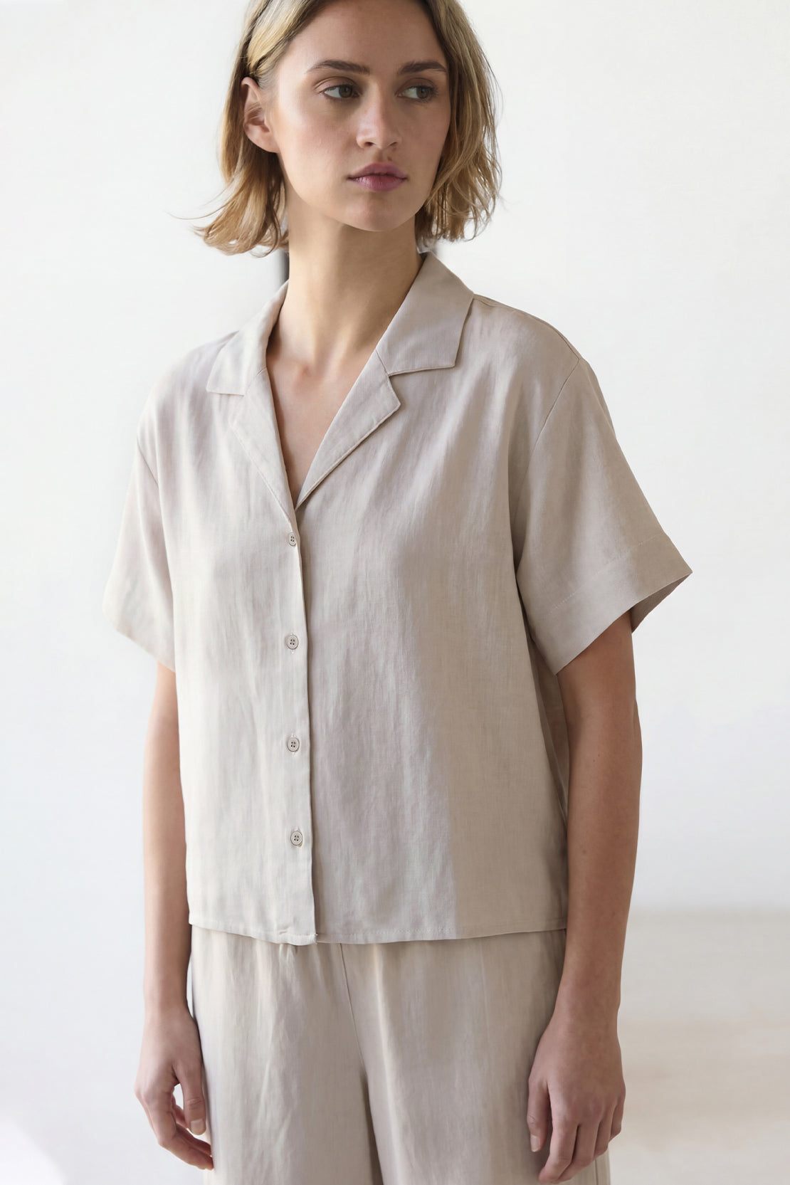 KOKO Looma Linen Relaxed Shirt & Wide-Leg Pants – Grey