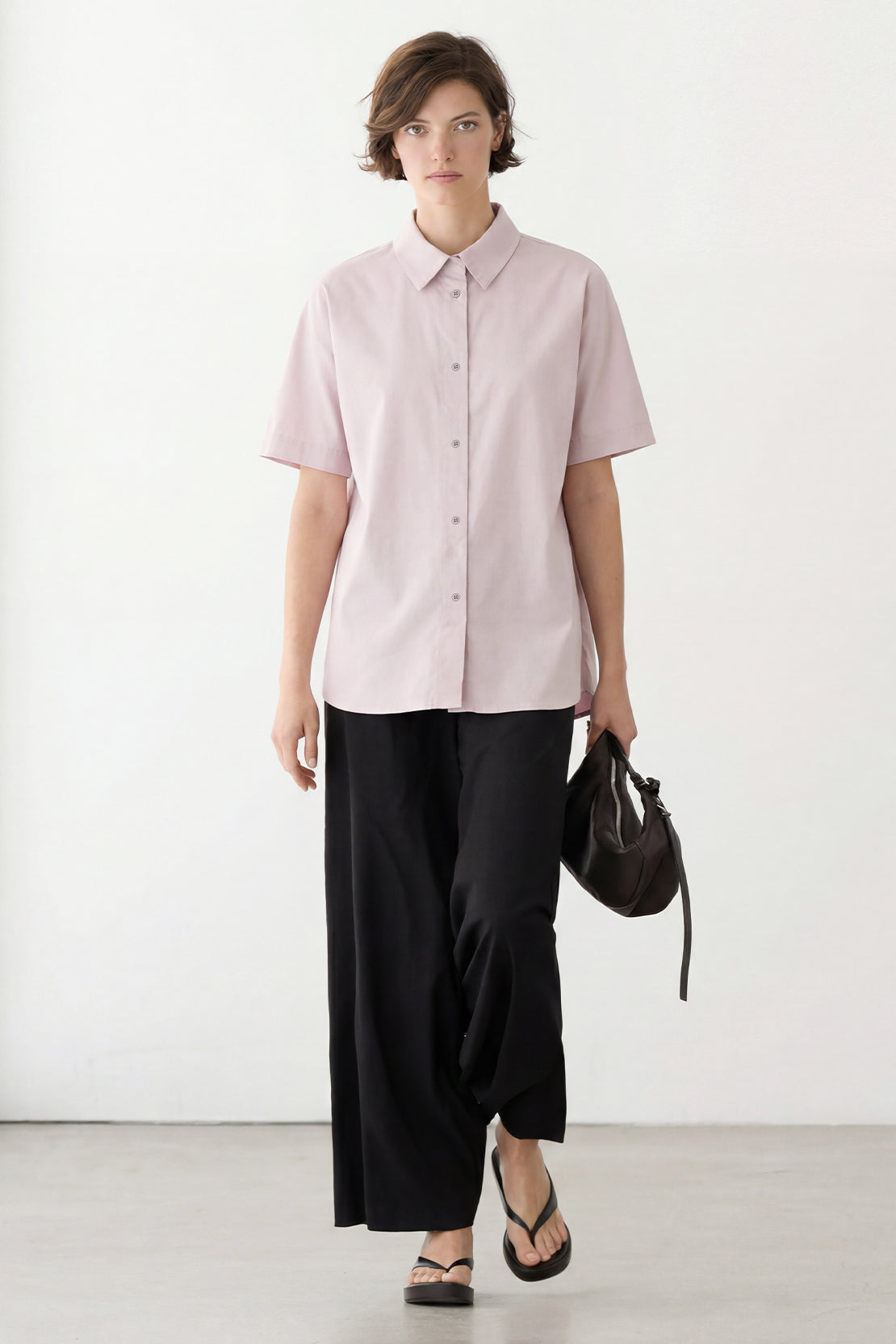 KOKO Air Woven Button-Down T-Shirt – Soft Pink