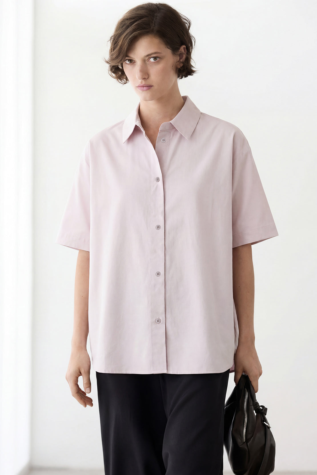 KOKO Air Woven Button-Down T-Shirt – Soft Pink