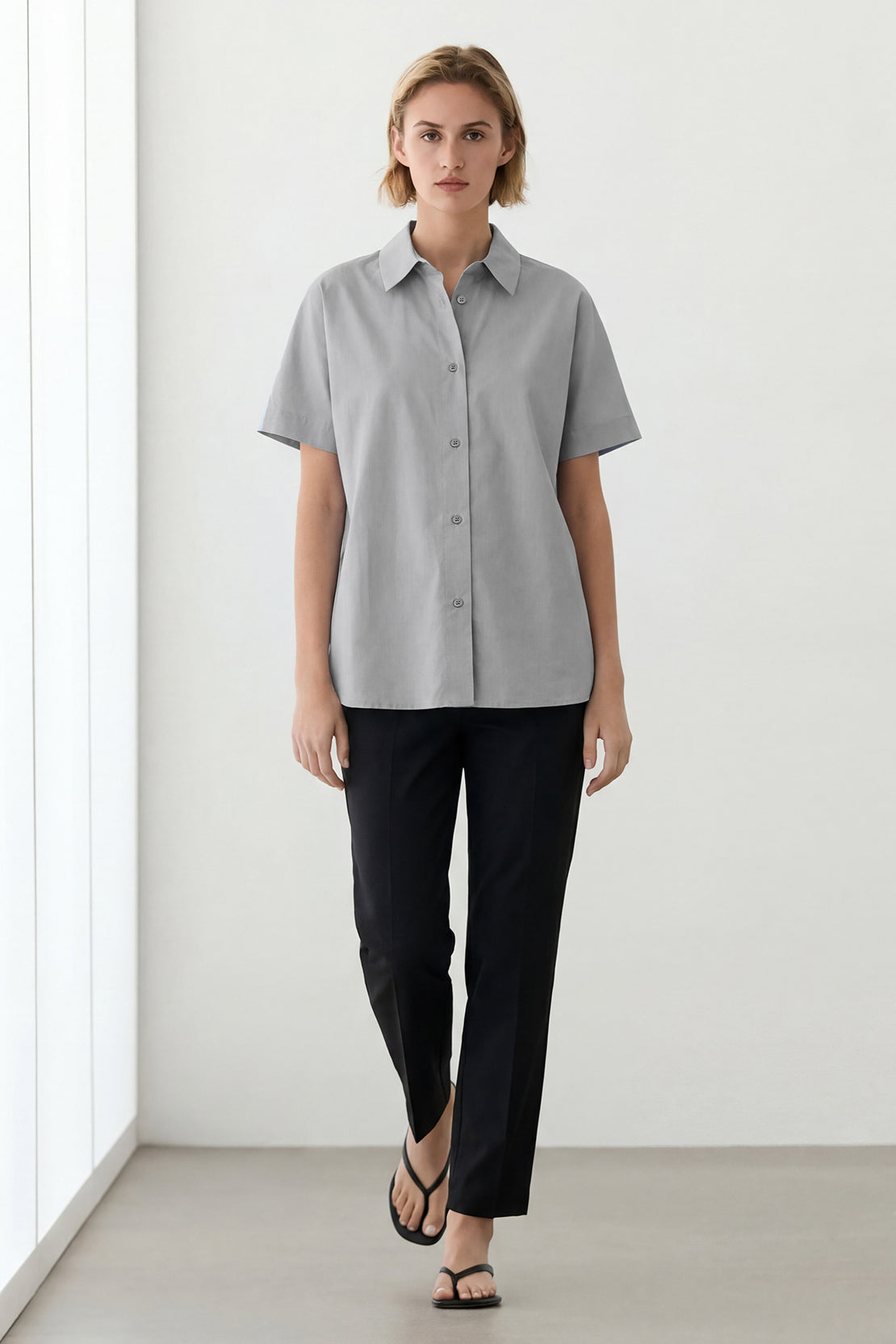 KOKO Air Woven Button-Down T-Shirt – Grey