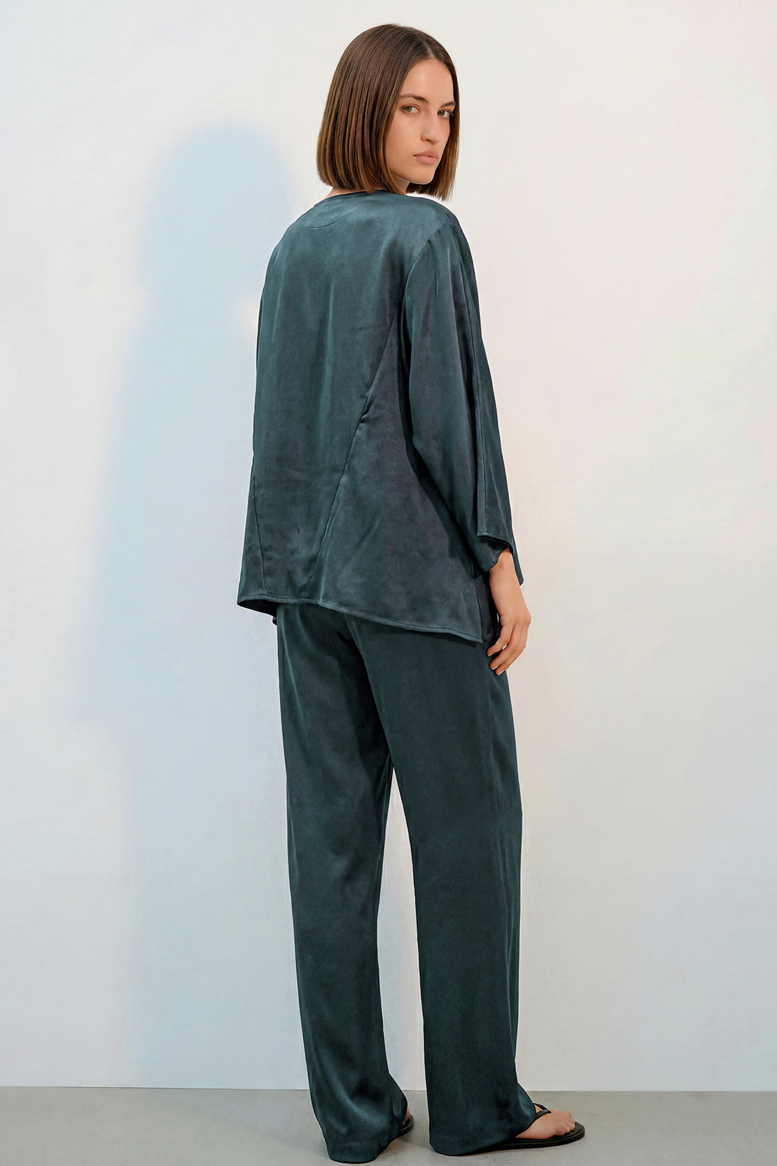 KOKO Structured Silk Tie-Front Top – Blue