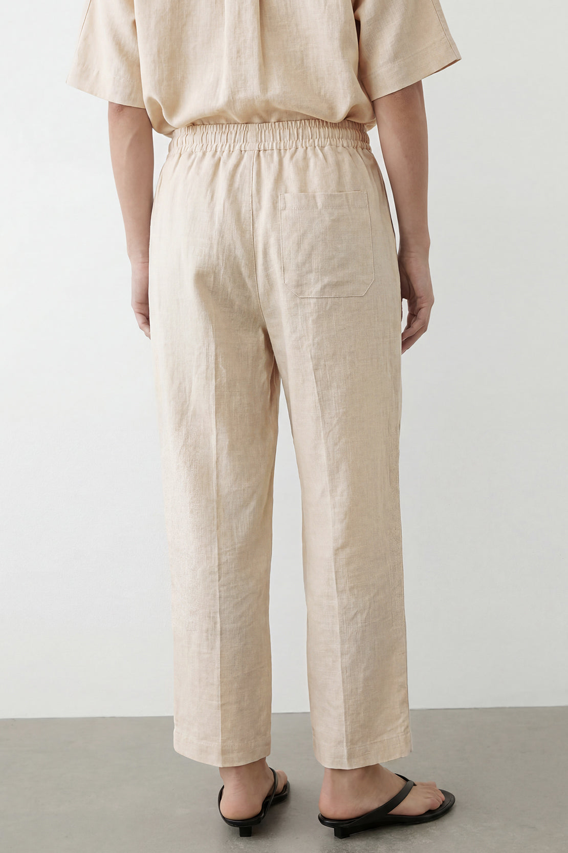 KOKO Linen Blend V-Neck Top & Wide-Leg Bottom – Apricot