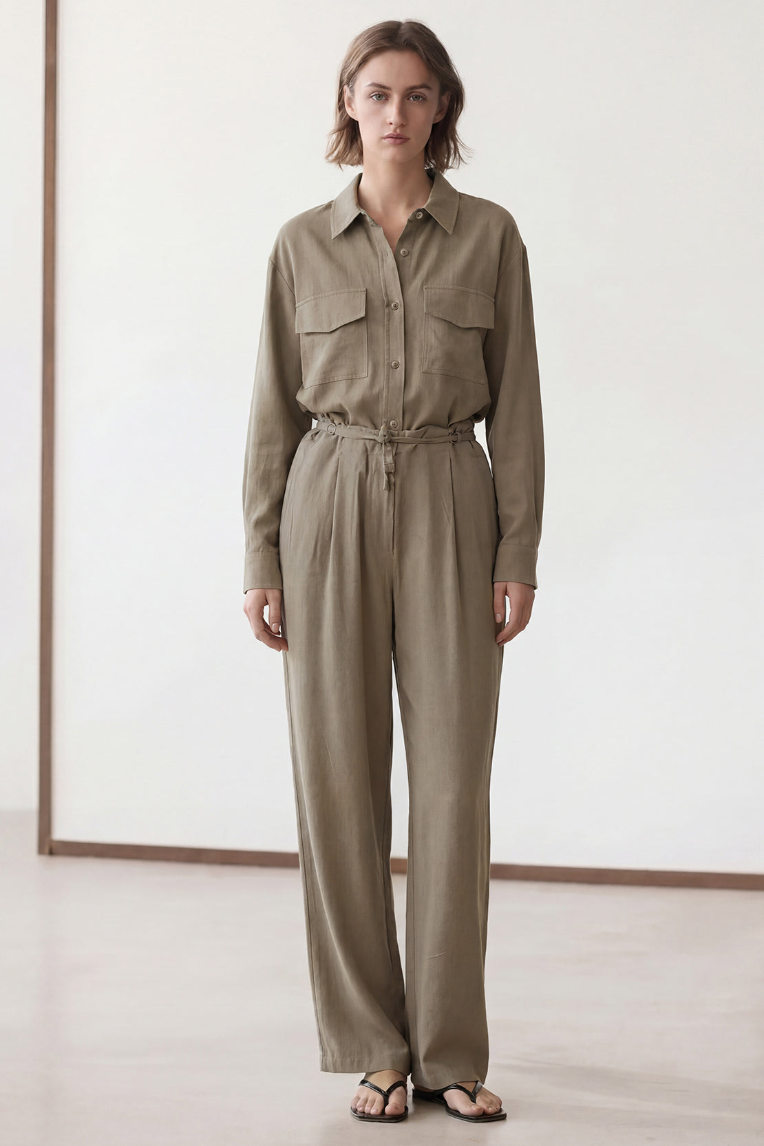 KOKO Modern Weave Buckle Pants – Army green