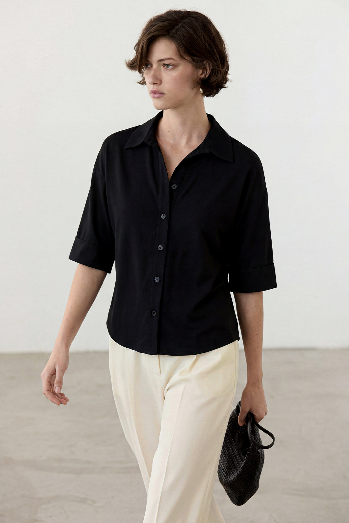 KOKO Cloud Canvas Button-Down Shirt – Black