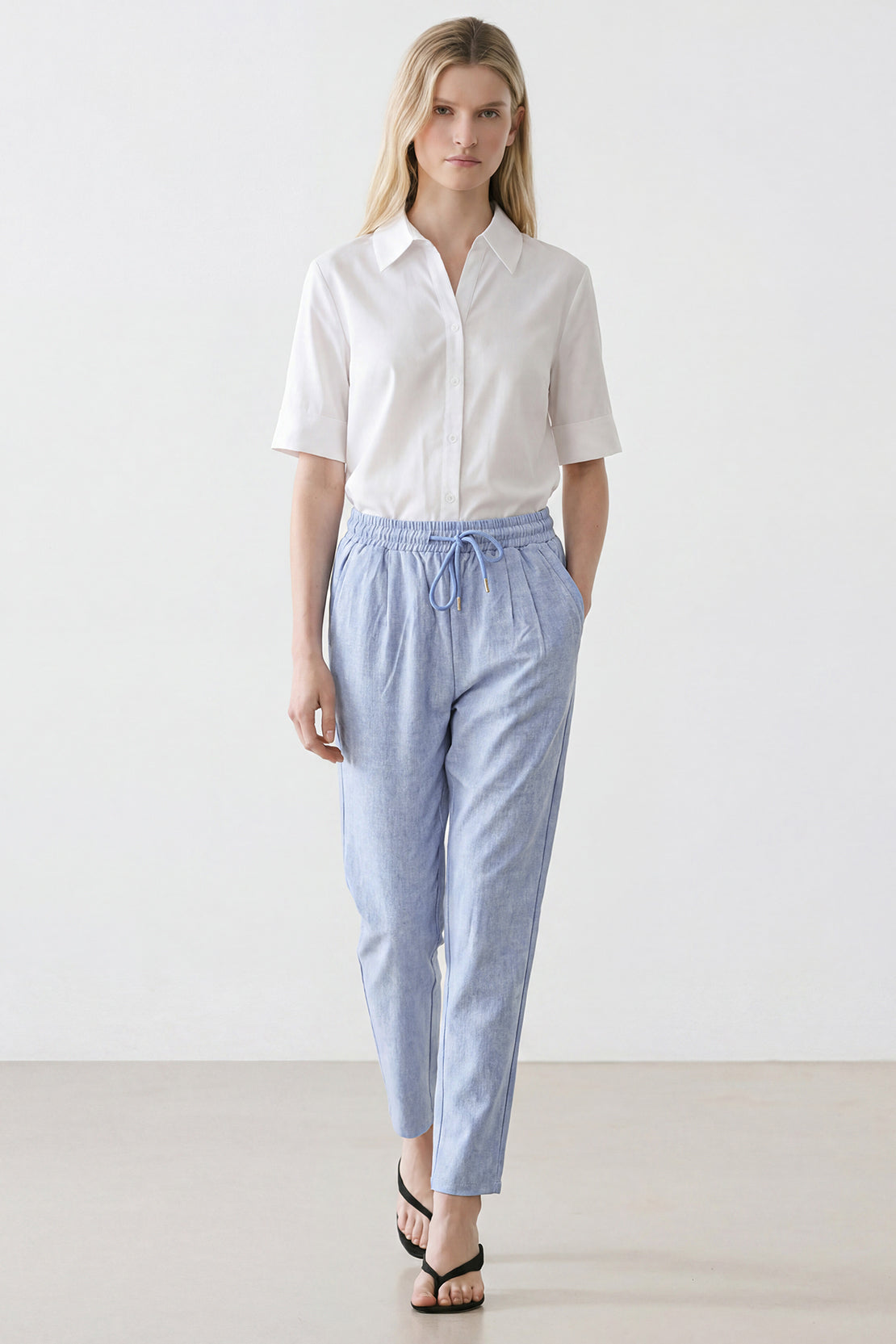 KOKO Cloud Linen Relaxed Fit Pants – Light Blue