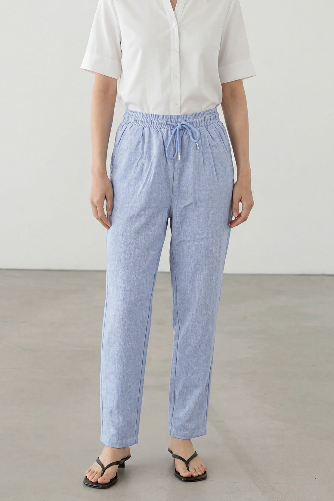 KOKO Cloud Linen Relaxed Fit Pants – Light Blue