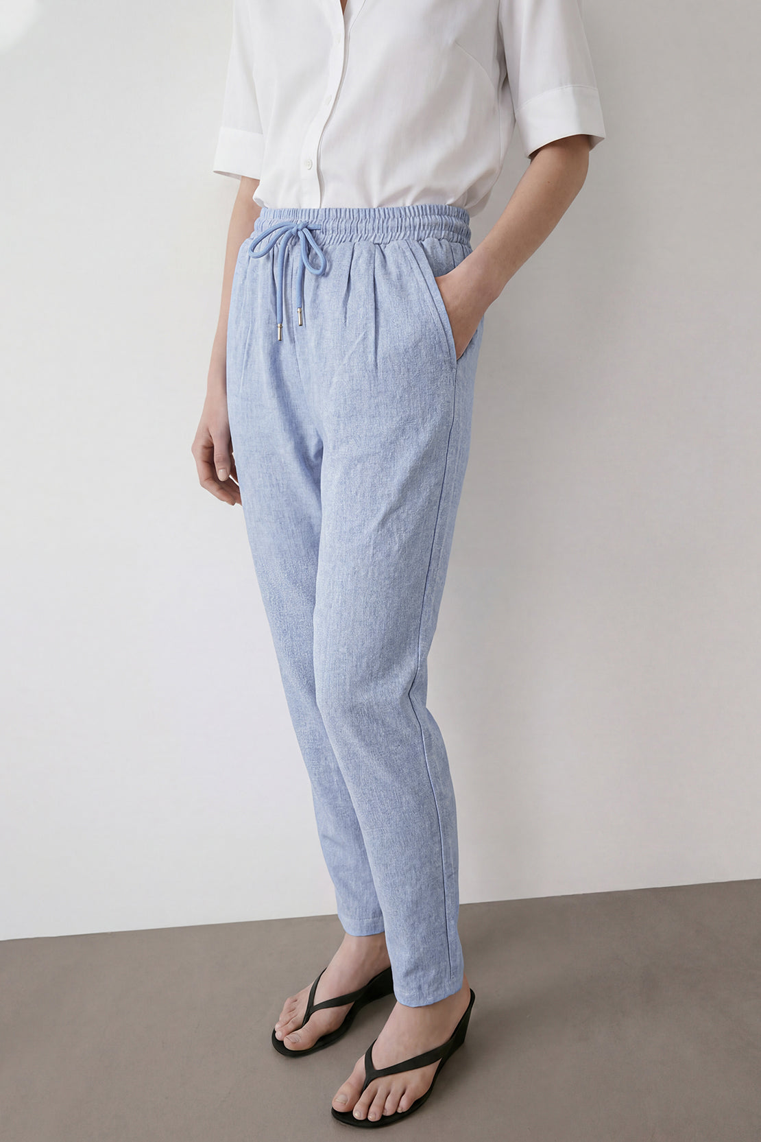 KOKO Cloud Linen Relaxed Fit Pants – Light Blue