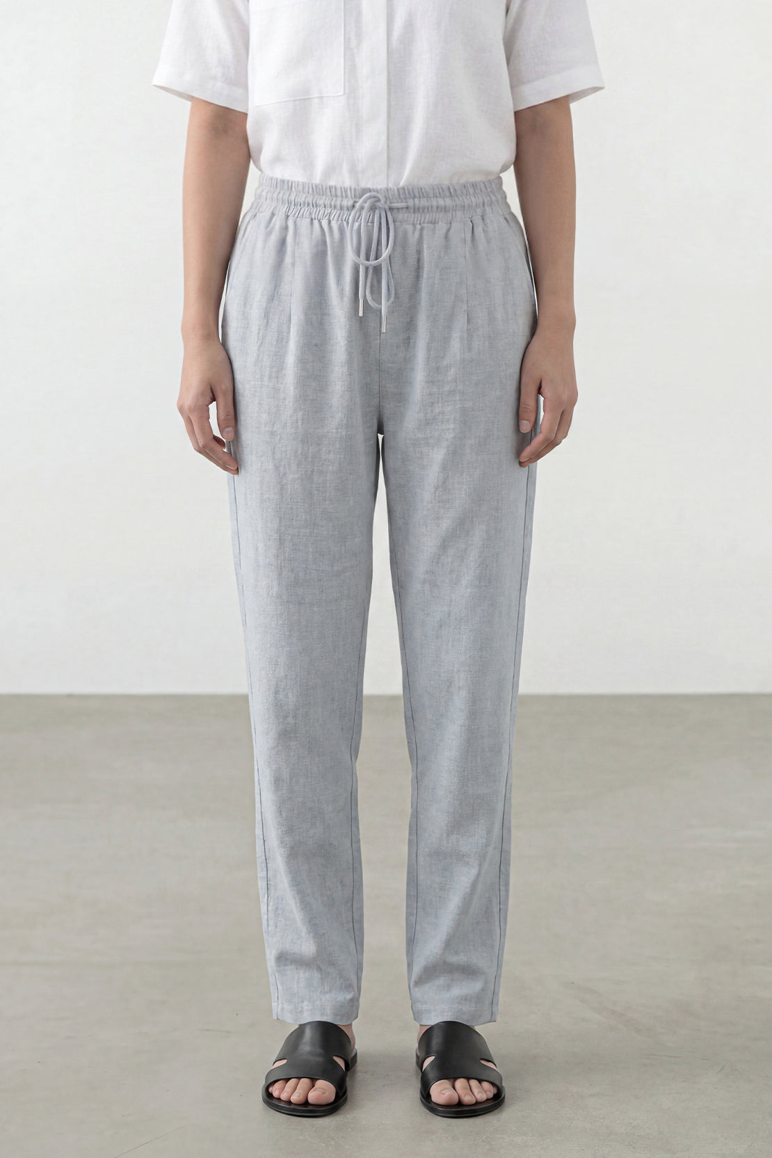 KOKO Cloud Linen Relaxed Drawstring Trouser – Light Grey