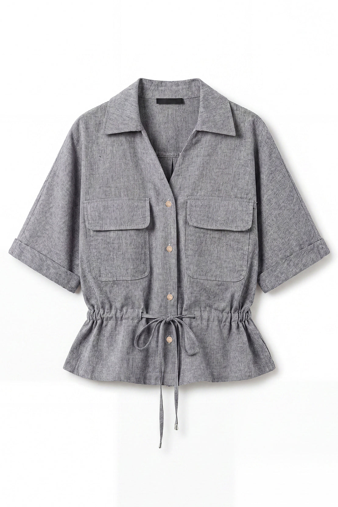 KOKO Mist Linen Button down Top – Grey
