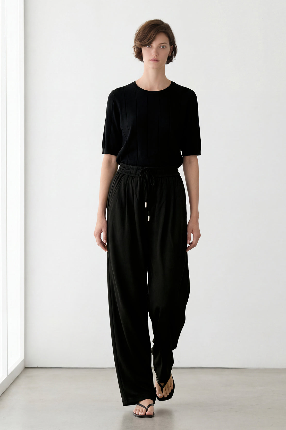 KOKO Neo Knit Wide-Leg Pants – Black