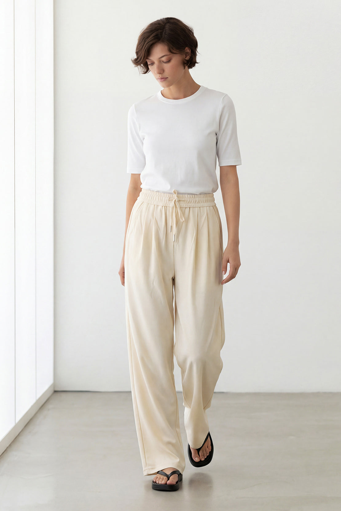 KOKO Neo Knit Wide-Leg Pants – Off-white