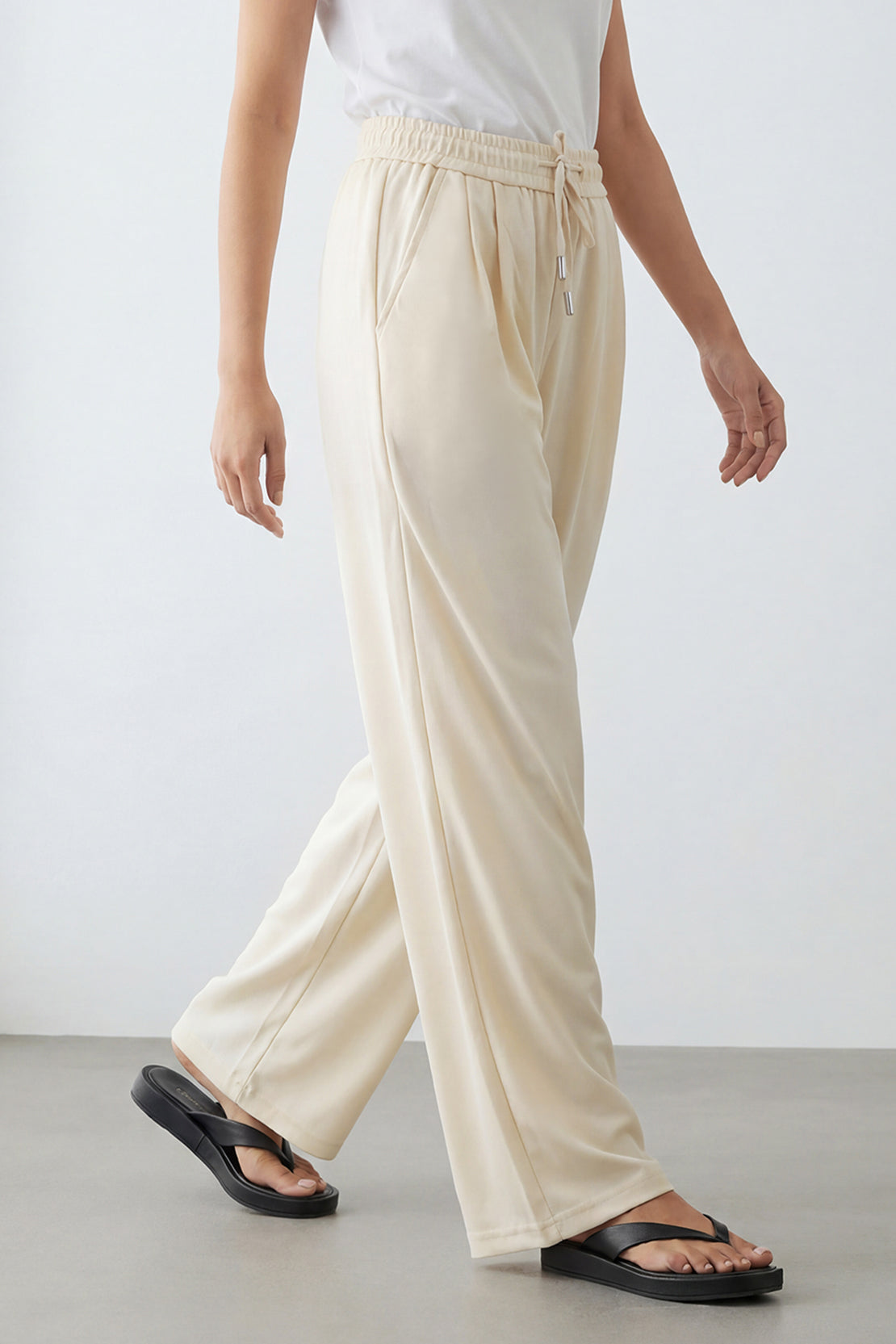 KOKO Neo Knit Wide-Leg Pants – Off-white