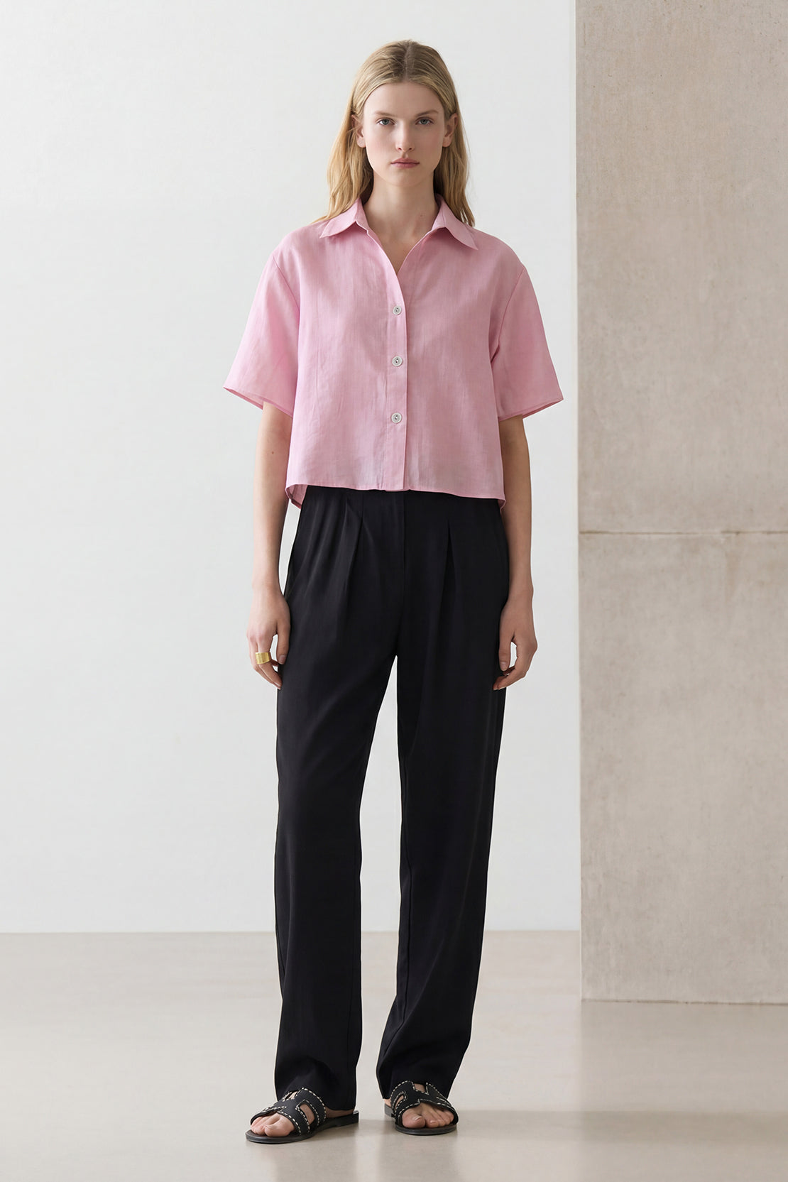 KOKO Aura Soft Button-Down Top – pink