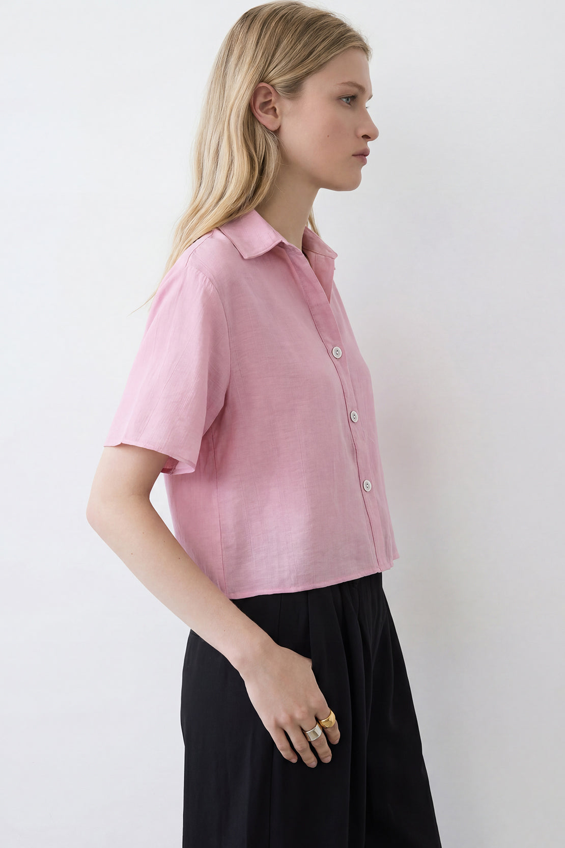 KOKO Aura Soft Button-Down Top – pink
