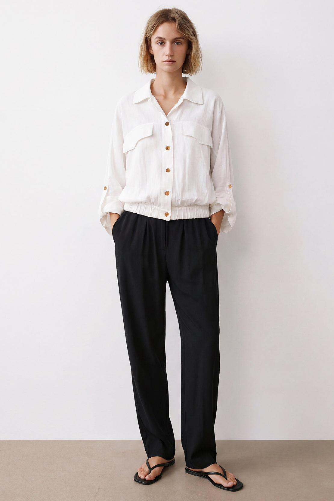 KOKO Mono Linen Button-Down Top – Off white