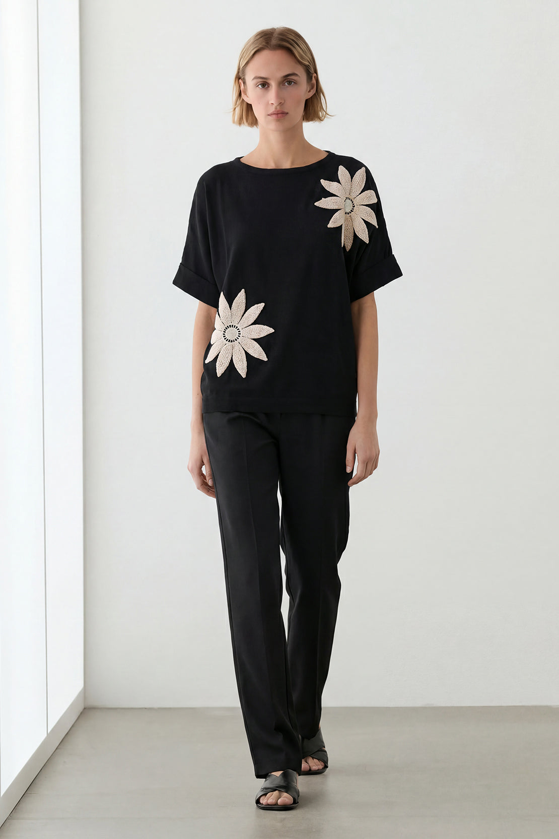 KOKO Ultra Mesh Relaxed Crew Neck Top – Black