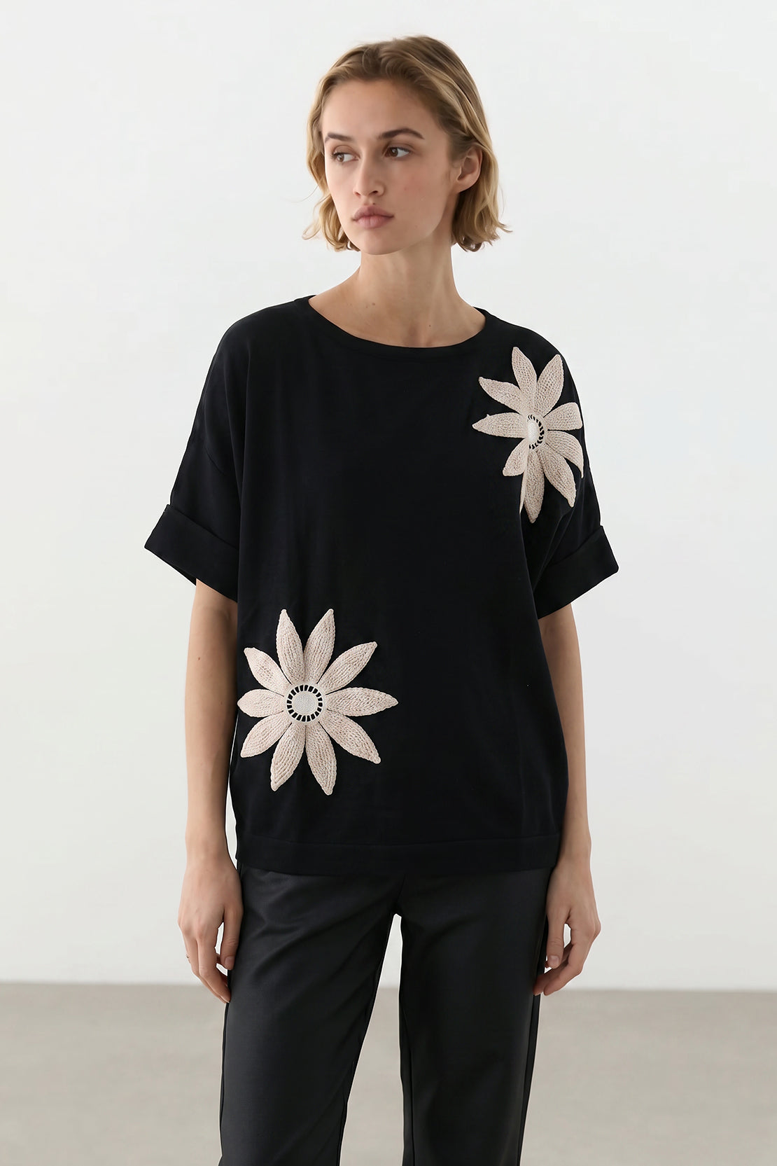 KOKO Ultra Mesh Relaxed Crew Neck Top – Black
