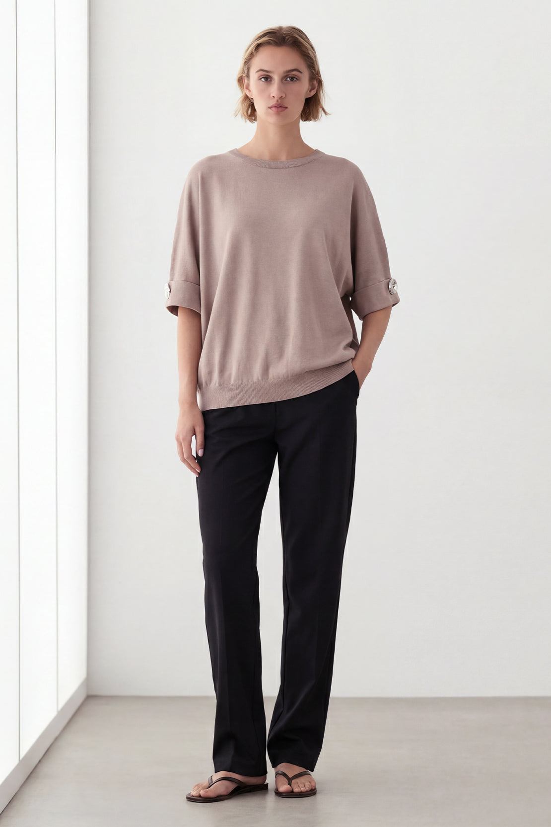KOKO Neo Mesh Relaxed Statement Top – Khaki