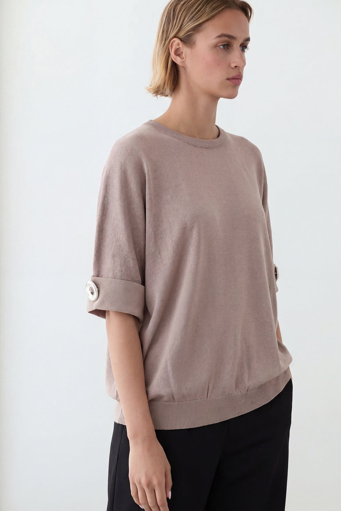KOKO Neo Mesh Relaxed Statement Top – Khaki