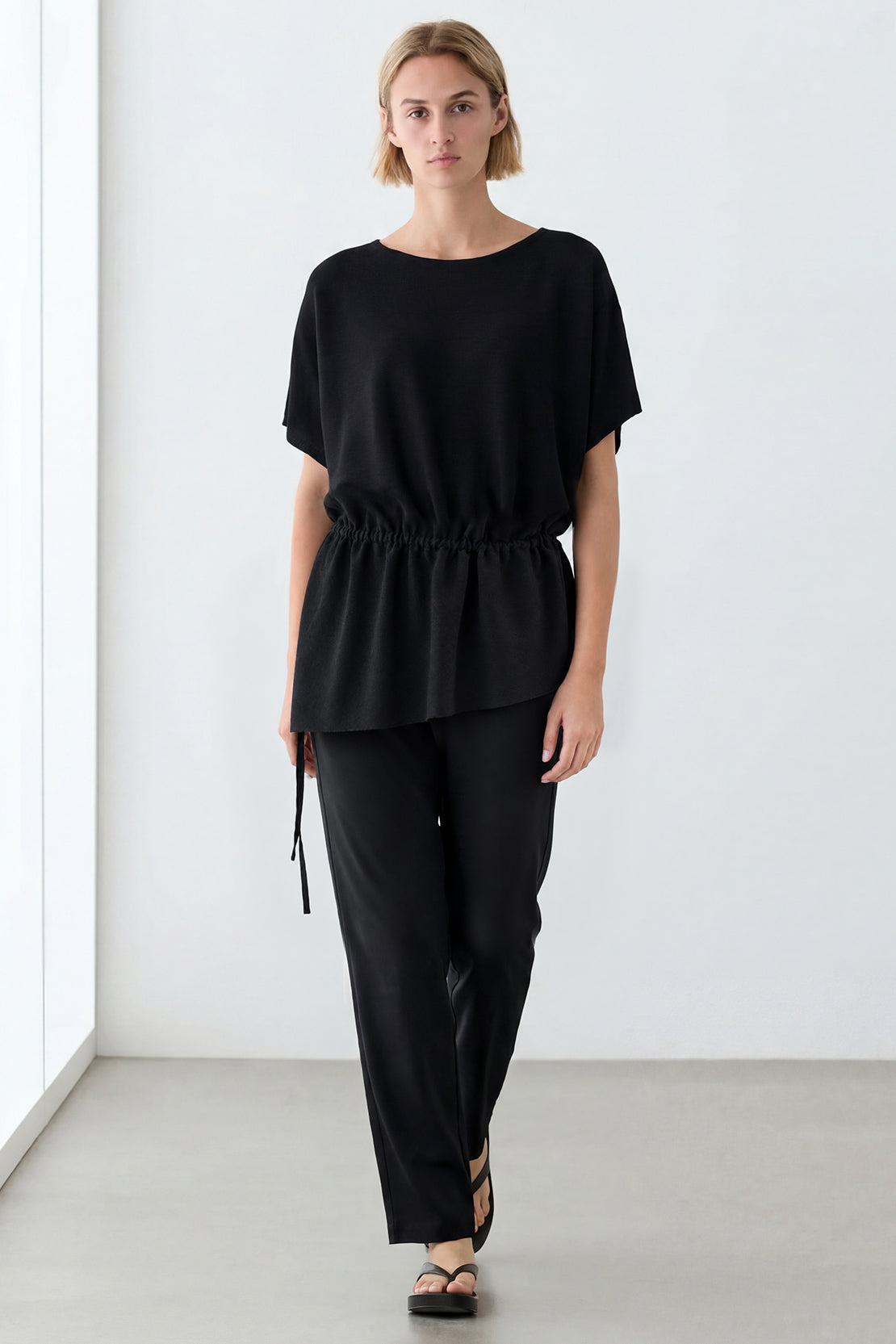 KOKO Ultra Mesh Relaxed Drawstring Top – Black