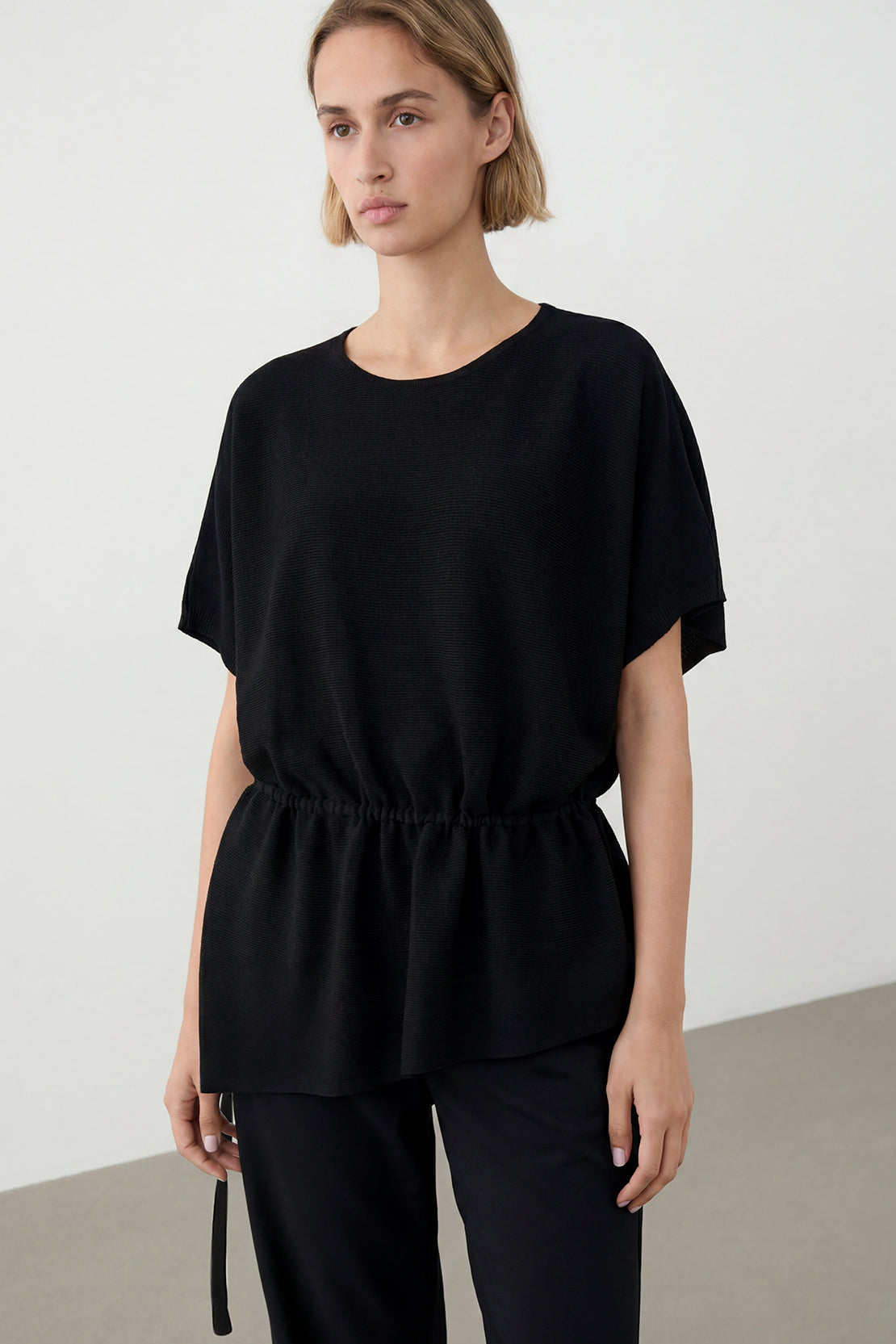 KOKO Ultra Mesh Relaxed Drawstring Top – Black