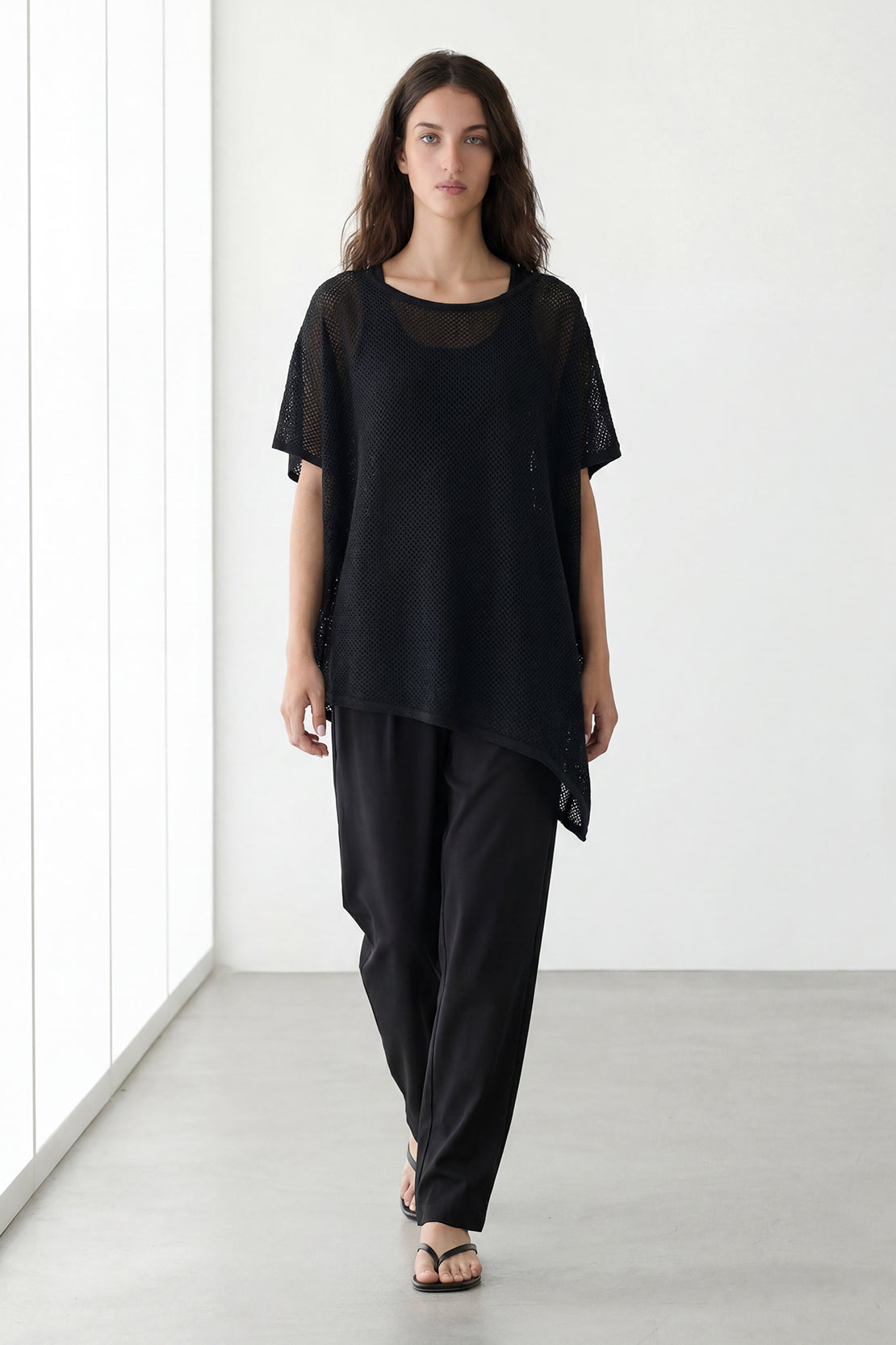 KOKO Mesh Knit Relaxed Top – Black