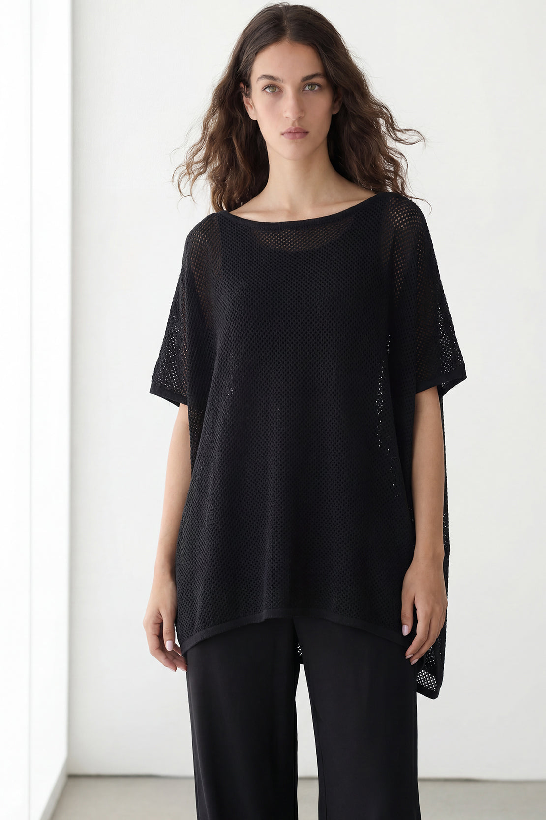 KOKO Mesh Knit Relaxed Top – Black