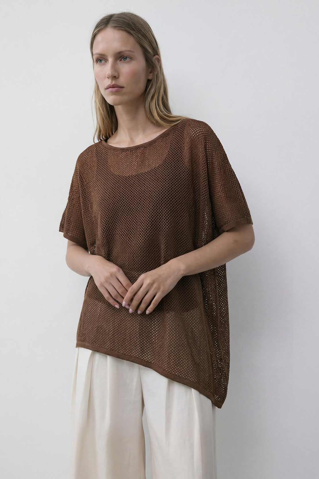 KOKO Mesh Knit Relaxed Top – Coffee