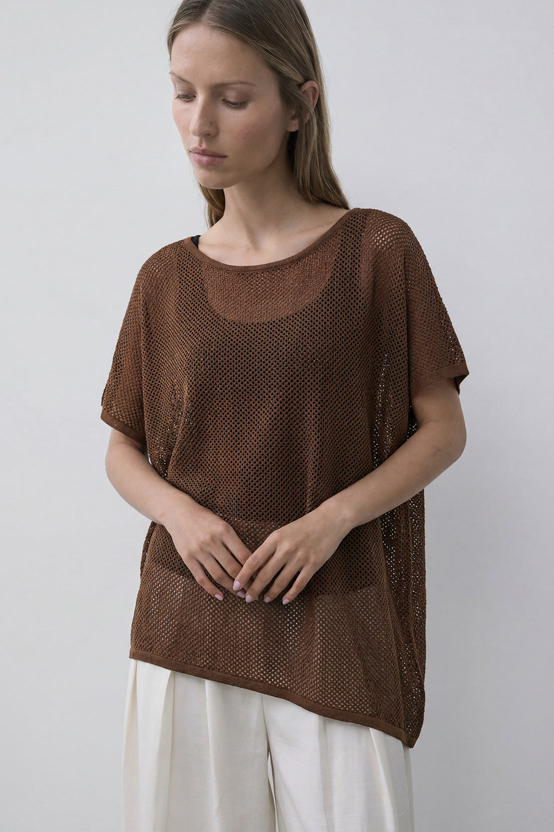 KOKO Mesh Knit Relaxed Top – Coffee