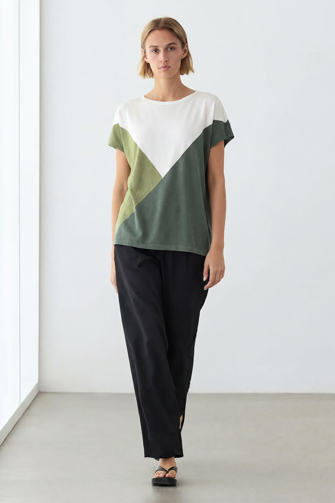 KOKO Drift Mesh Relaxed Crew Neck Top – Green