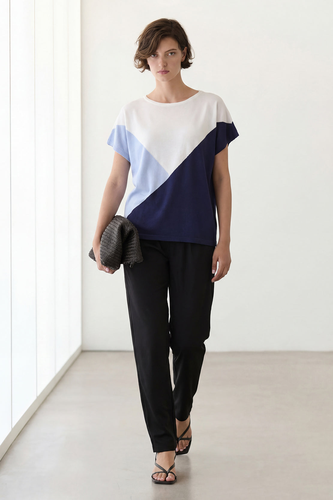 KOKO Drift Mesh Relaxed Crew Neck Top – Blue