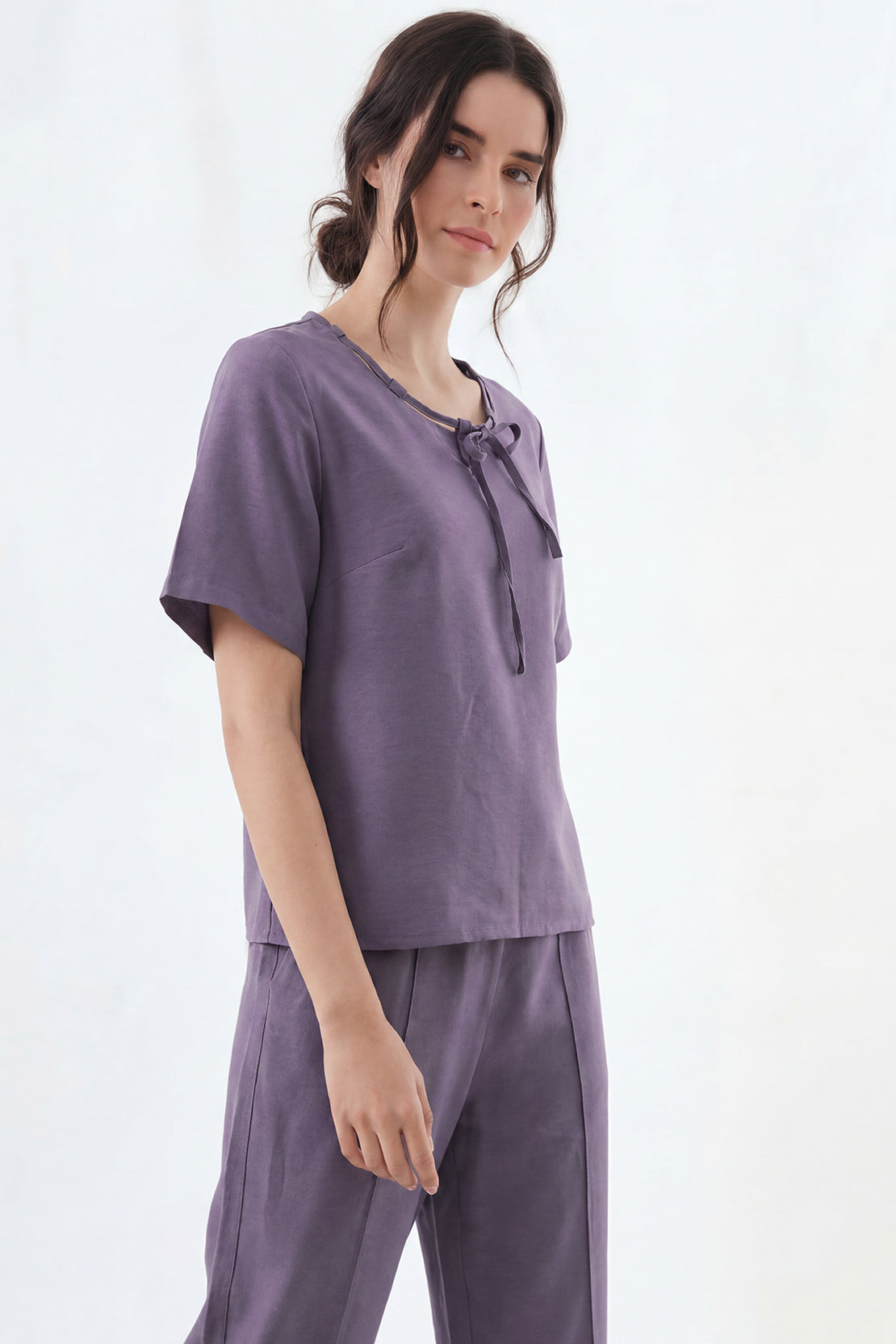 KOKO Nova Tie-Neck Top – Dusty Purple