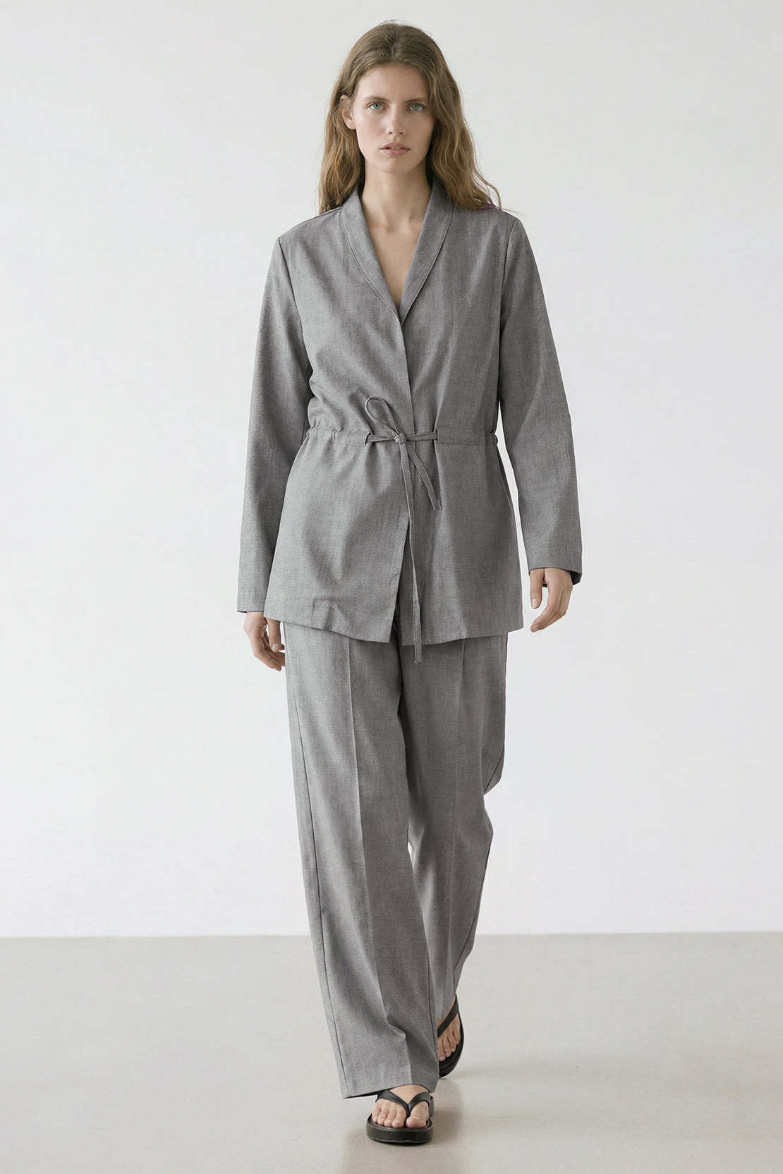 KOKO Aero Linen Tie-Front Top Or Relaxed Pants Set – Grey