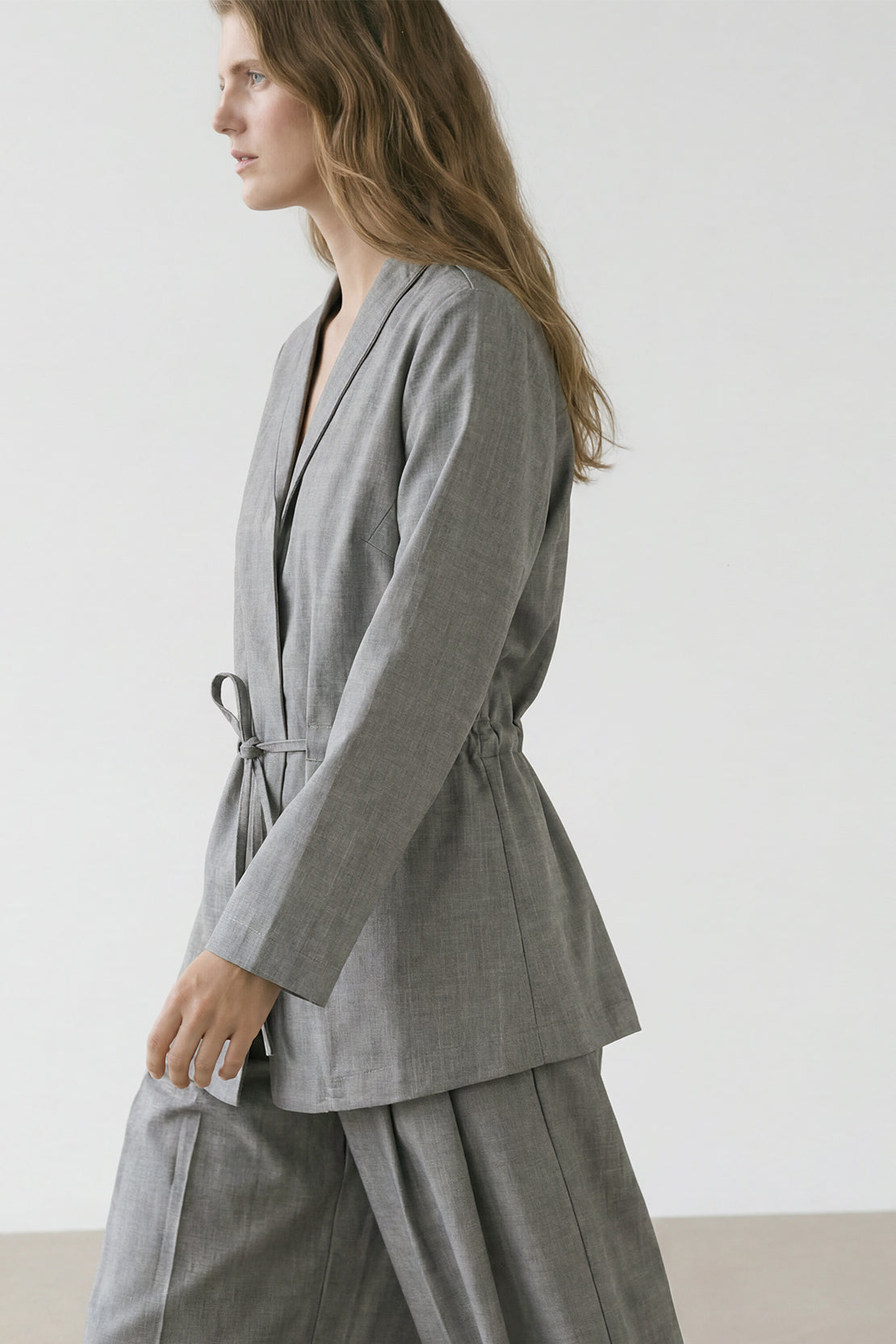 KOKO Aero Linen Tie-Front Top Or Relaxed Pants Set – Grey