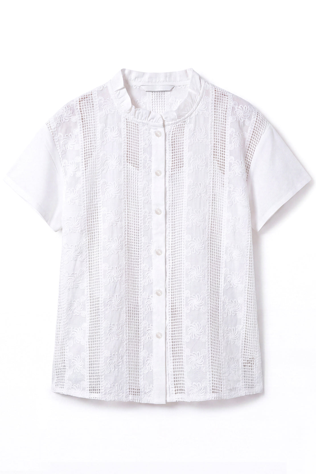 KOKO Light Weave Embellished Top – White