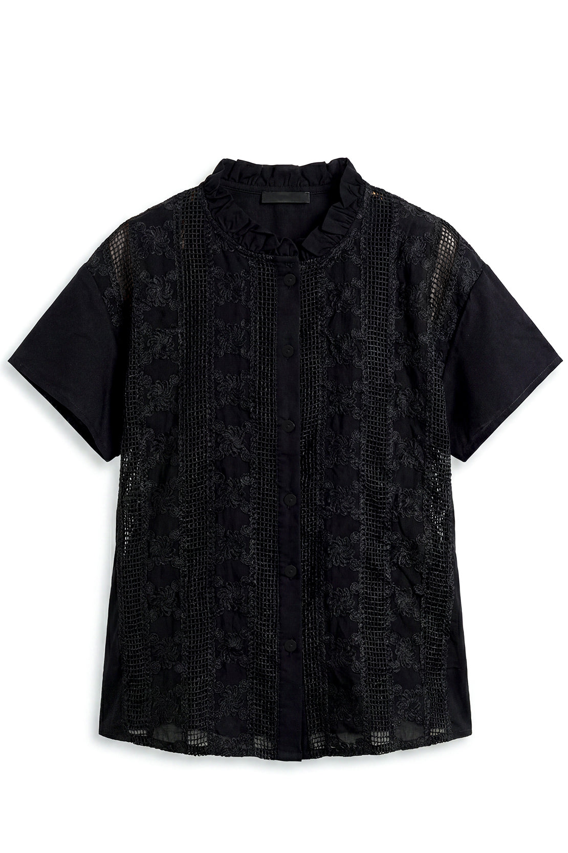 KOKO Light Weave Embellished Top – Black