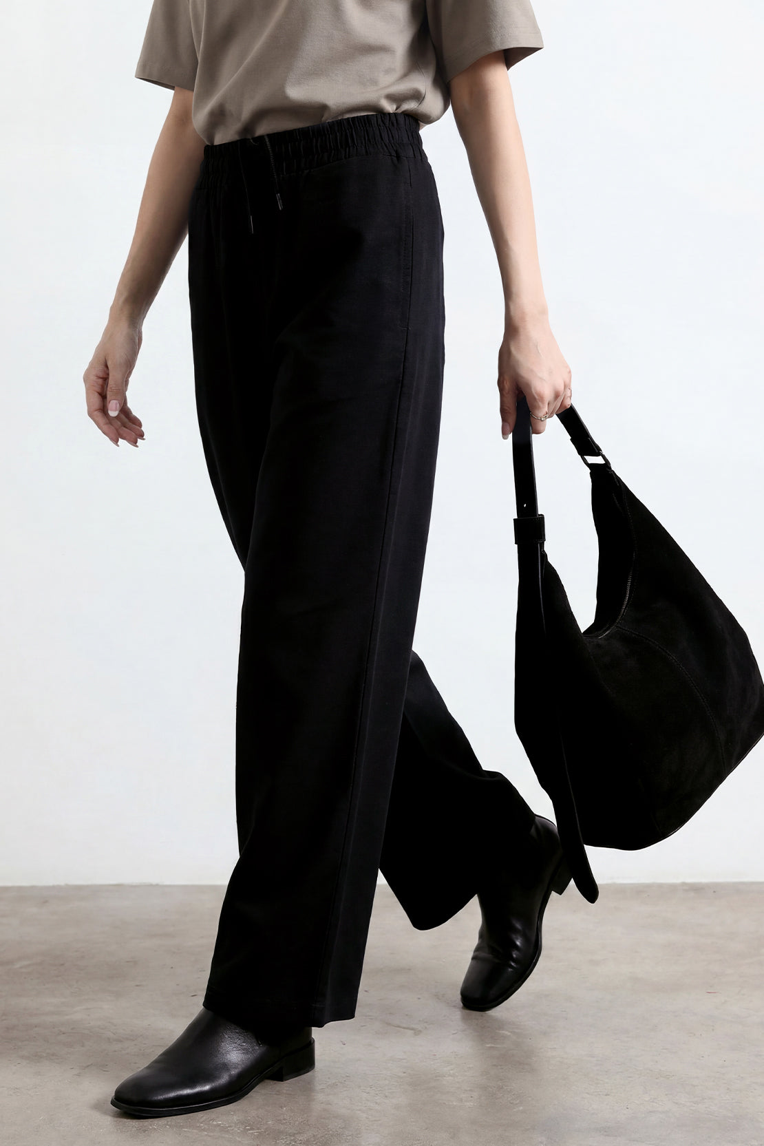 KOKO Modal Roma Relaxed Wide Leg Bottom – Black