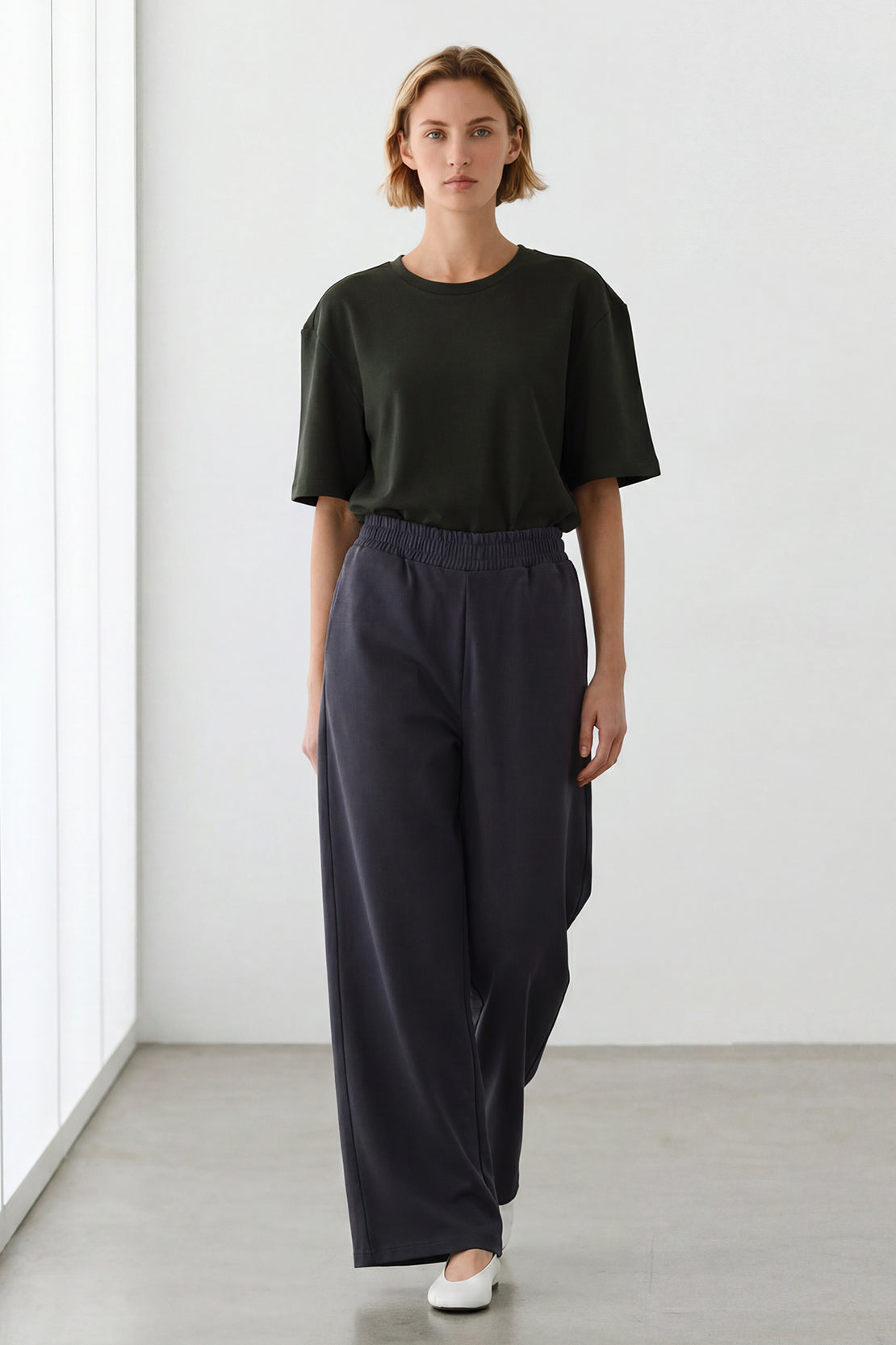 KOKO Modal Roma Relaxed Wide Leg Bottom – Dark Grey